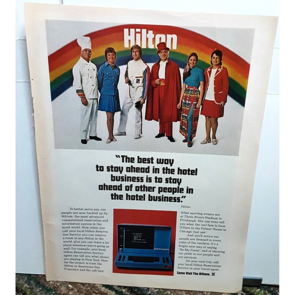 1973 Hilton Stay Ahead Of Other Hotel Business Original Print Ad